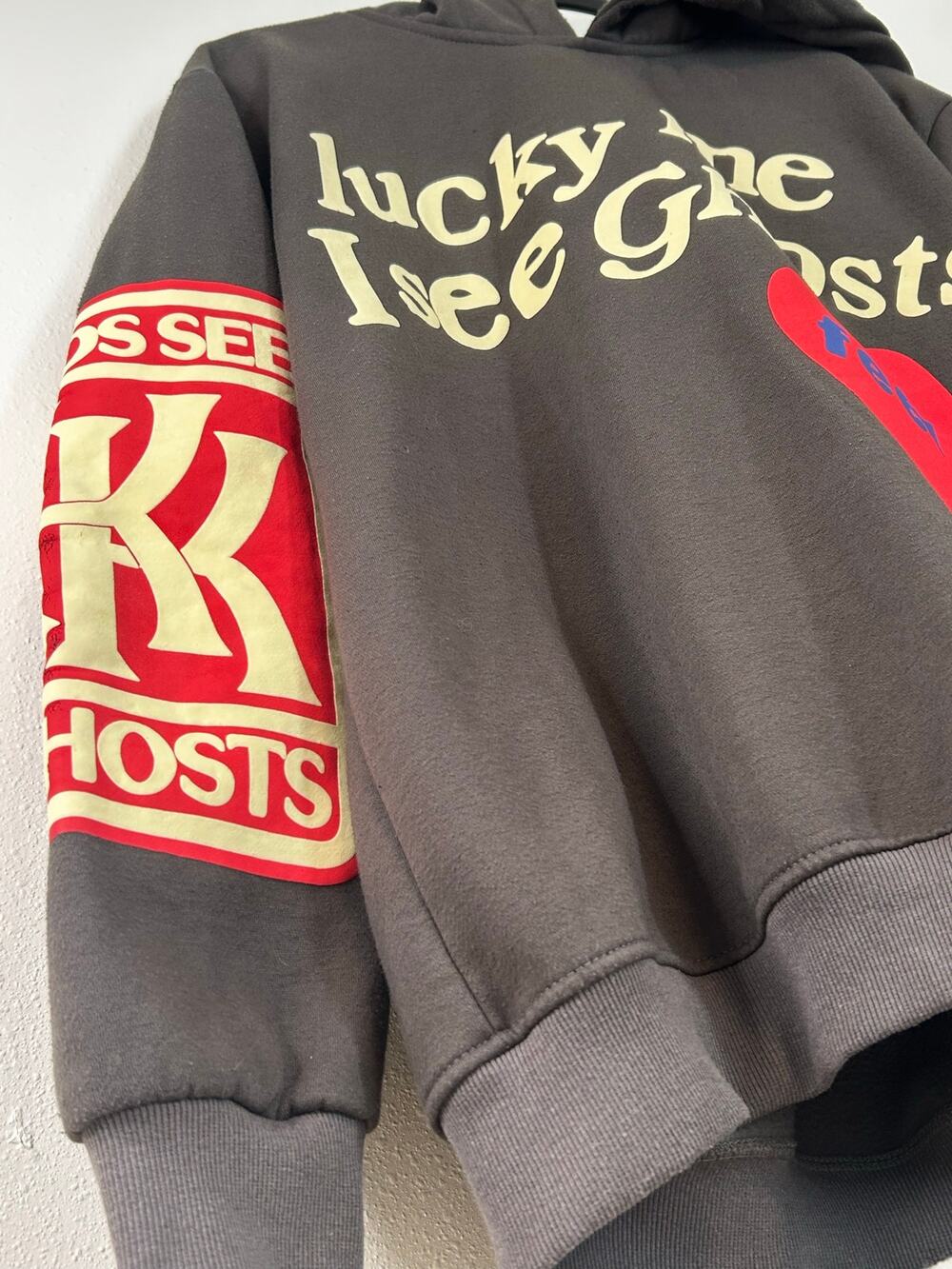 REALSOUL Lucky Me I See Ghosts Camp Flog Gnaw Graphic Hoodie Size L